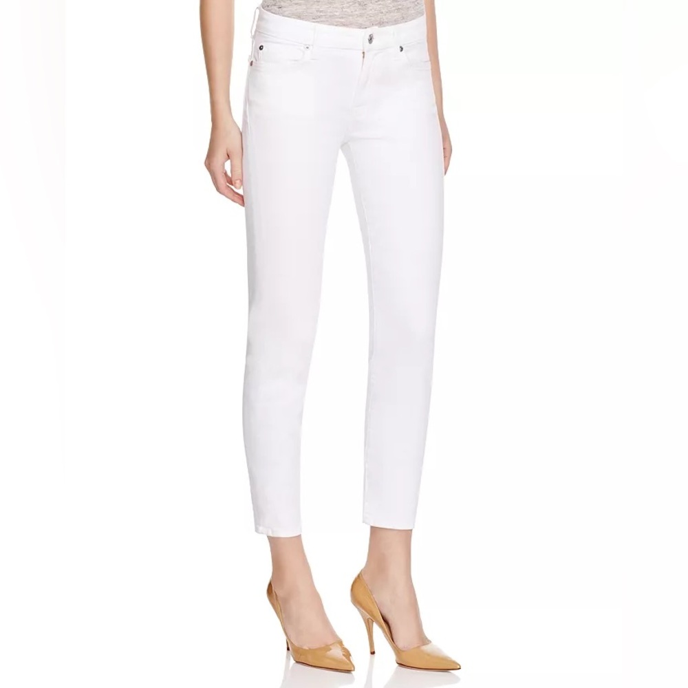 7 For All Mankind Kimmie Crop Form Fitted Skinny Jeans in Clean White